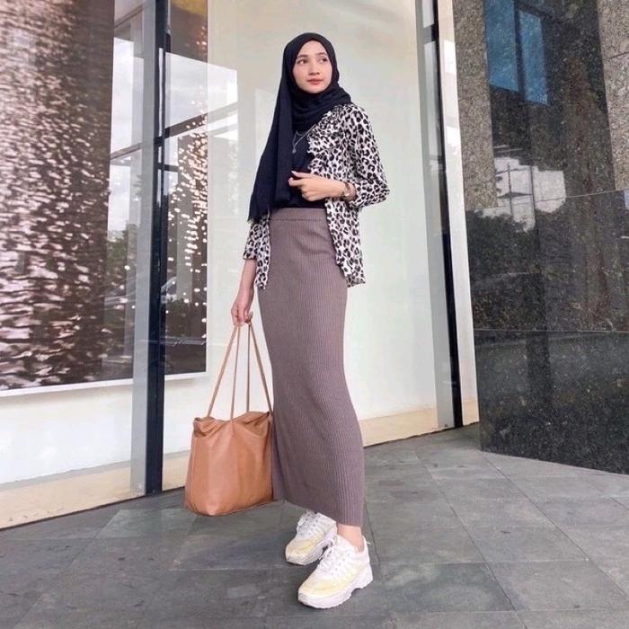 ROK SPAN PANJANG///ROK SPAN KNIT HORNET JUMBO Dewasa Karet Wanita Muslim Panjang