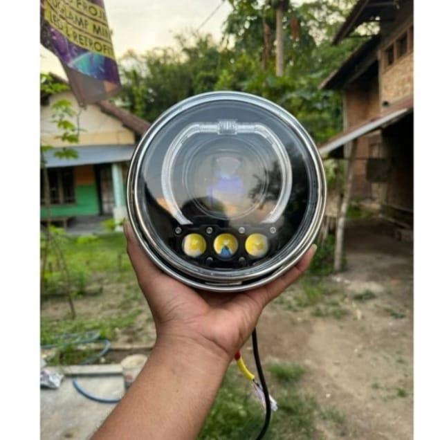 LAMPU BILLED 3INCH NINJA R SS SET BATOK RING 7INCH COPY ORI DETAIL HIGH BEAM 60 watt LOW BEAM 50 wat