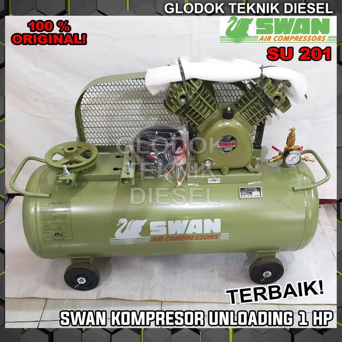 Swan Air Compressor 1 HP + Jiayu Taiwan Dinamo Motor Listrik Mesin Kompresor Angin 1HP S Series 201 