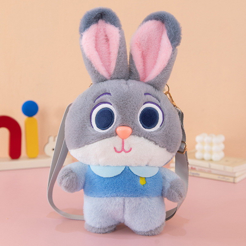 Disney Zootopia Judith Plush Toy Crossbody Bag Cartoon Cute Rabbit Fox Plush Backpack for Children