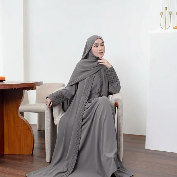 Melisa Abaya Ceruty Babydoll Wanita Muslim Mewah Elegan Lebaran 2026 Dress Outer 2 Layer