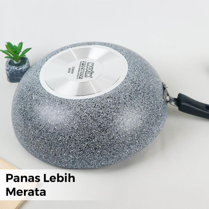 Frypan Wajan Penggorengan Maxim Deep Wok Neostone Marble Ceramic - DV