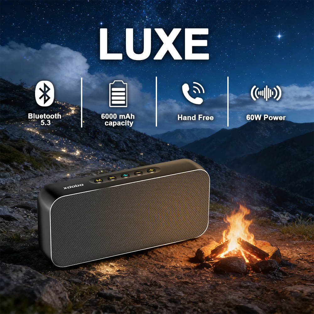 XDOBO LUXE Bluetooth Speaker Wireless 60W Power Subwoofer Deep Bass Outdoor Camping Riding Party