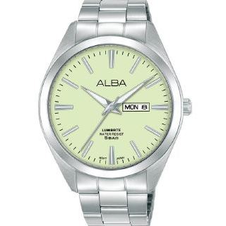 Jam Tangan Pria Alba Prestige AJ6211 AJ6211X1 Strap Stainless Steel Silver Color Men Green Dial Orig