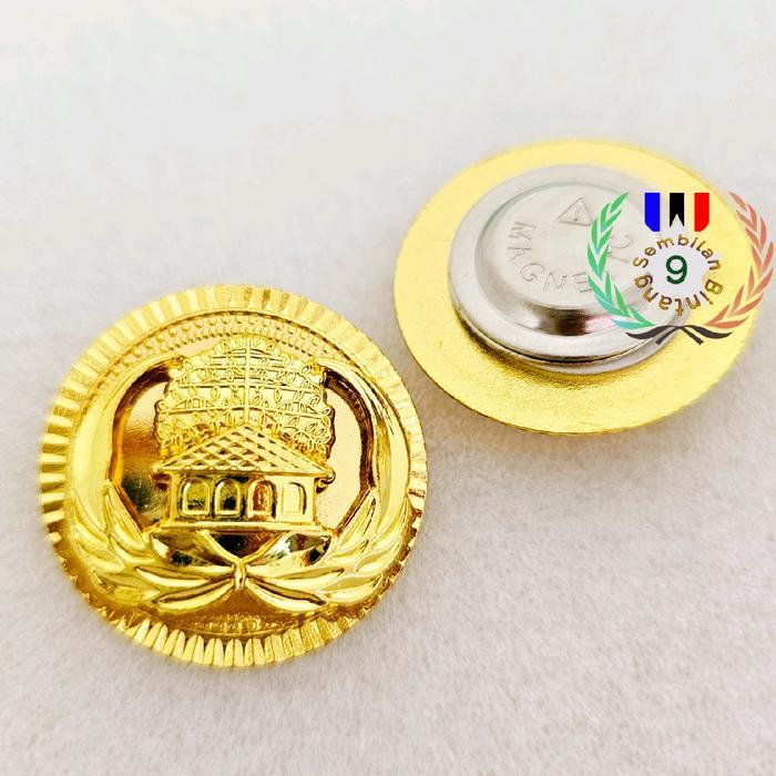 Pin Korpri Timbul Gerigi Bulat Magnet Bahan Kuningan