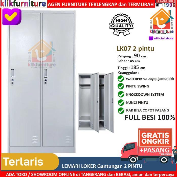 Loker Lemari Besi Loker 2 Pintu + Gantungan Baju Lk07 Terbaru 