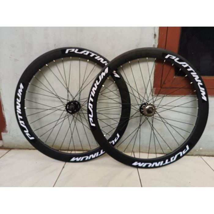 Wheelset Sepeda Fixie 700C Warna Hitam 5Cm Rem Torpedo Dan Doltrap