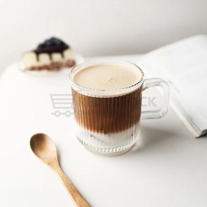 GELAS KACA MUG KOPI SUSU TEH AESTHETIC RIPPLE GLASS KOREAN JC340 340ML