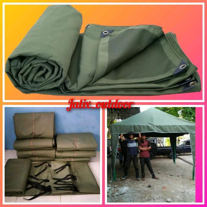 Terpal Kain Cv Tentara Waterproof Tebal Ukuran 4X6M,3X4M-3X5M Untuk Truk Pickup Tenda Tarop Camping