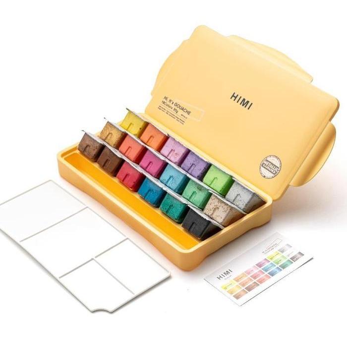 MIYA Himi Metallic Gouache Set 18 x 30ml / Cat Metalik Gouache Himi / Miya Gouache