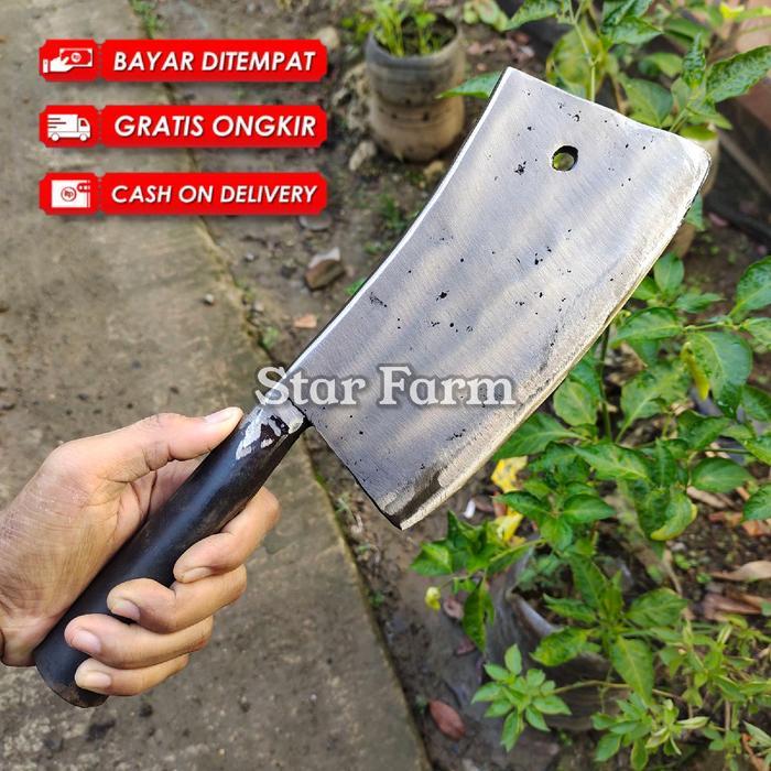 Pisau Daging Baja Pisau Cacah Cincang Daging Tulang - Pisau Baja Per Penjual Daging di Pasar - Pisau