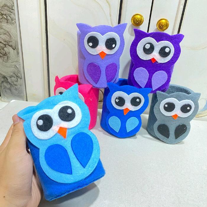 Stok Baru Prakarya Tempat Pensil Dari Kain Flanel bentuk burung