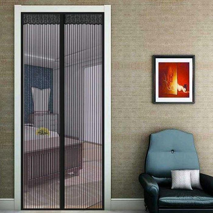 Tirai Pintu Anti Nyamuk Kelambu Magnetic Door - CNY-121 Hitam Jaring