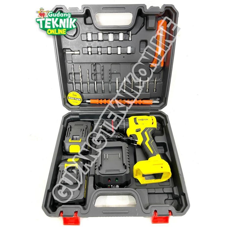 Mesin Bor CORDLESS 10mm HASSTON 3075-025 21V / Mesin Bor Tangan BATERAI Kayu Besi Beton 3075 025 -