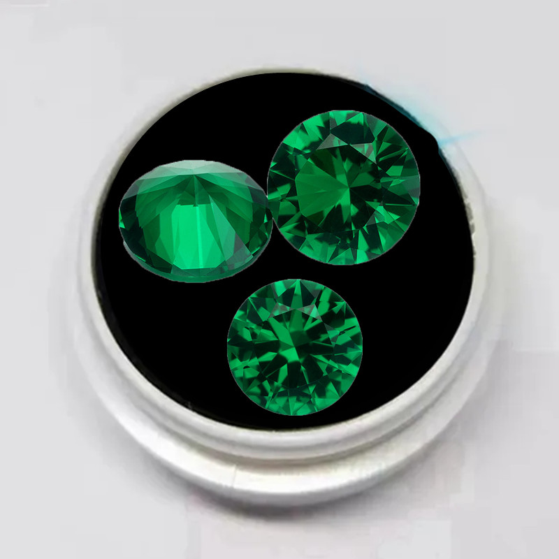 Pretty Brilliant Cut Emerald Gems Synthetic Emerald Round Cut Loose Gemstones For Jewelry