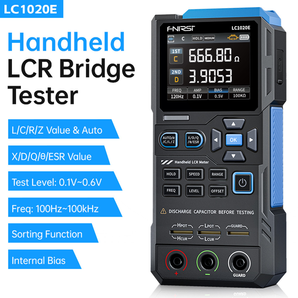 FNIRSI LC1020E SMART DIGITAL BRIDGE TESTER LCR ESR METER AUTO RANGE INDUCTANCE CAPACITANCE