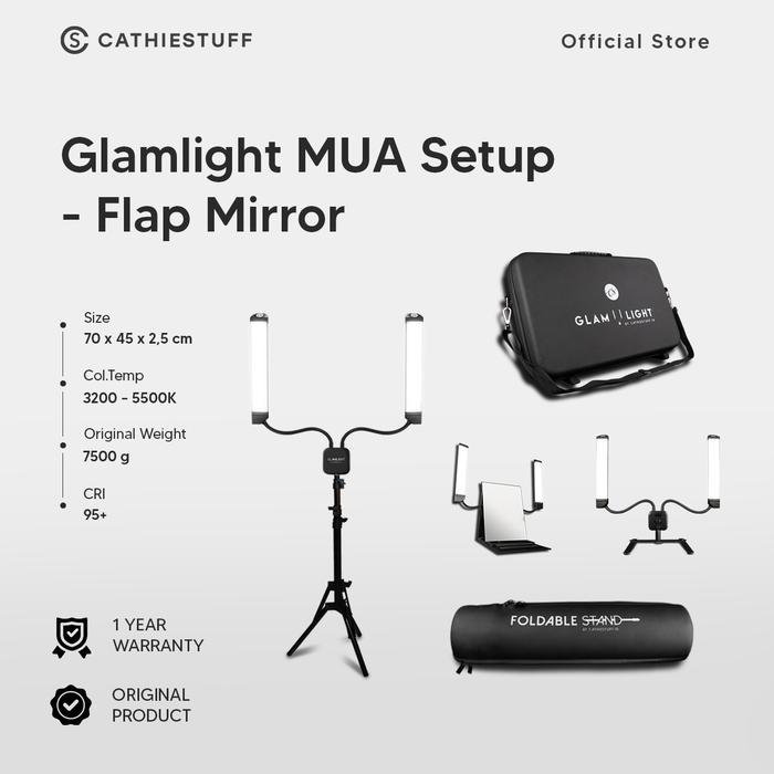 Cathiestuff Glamlight MUA Setup - Flap Mirror Lampu Rias Professional MUA Premium Multifungsi