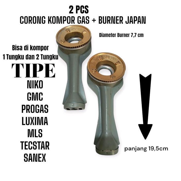 Termurah,,2 Set Corong & Burner Japan Kompor Gas Umum Tipe Sanex Zuko RRT Progas Tecstar Niko Omiko