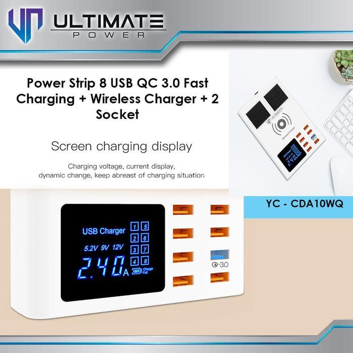 BEST SELLING Ultimate Power Strip 8USB QC 3.0 + Wireless + 2 Socket