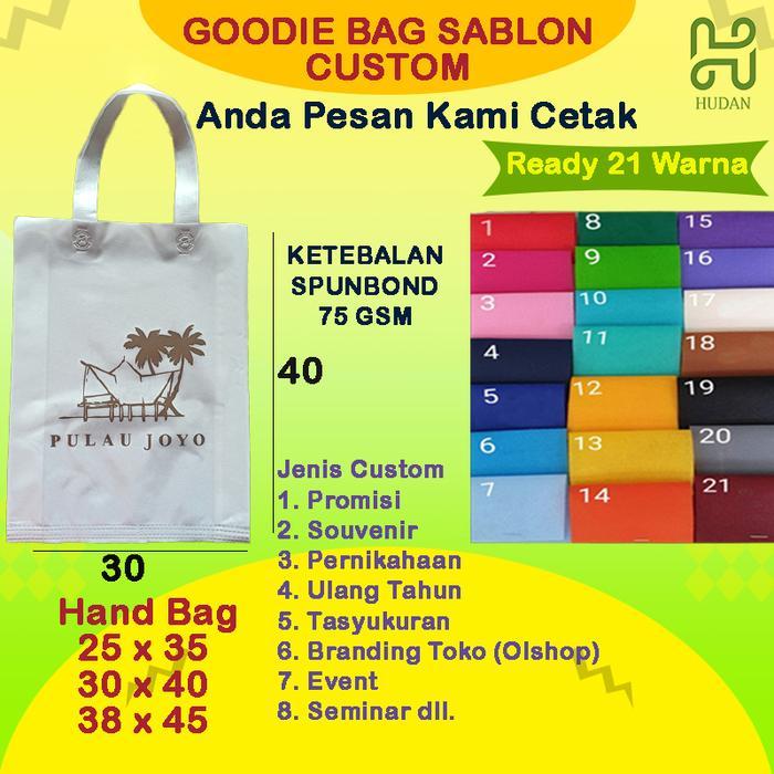Custom Sablon Goodie Bag Tas Spunbond 30x40x10 Kantong Sponbon Besar