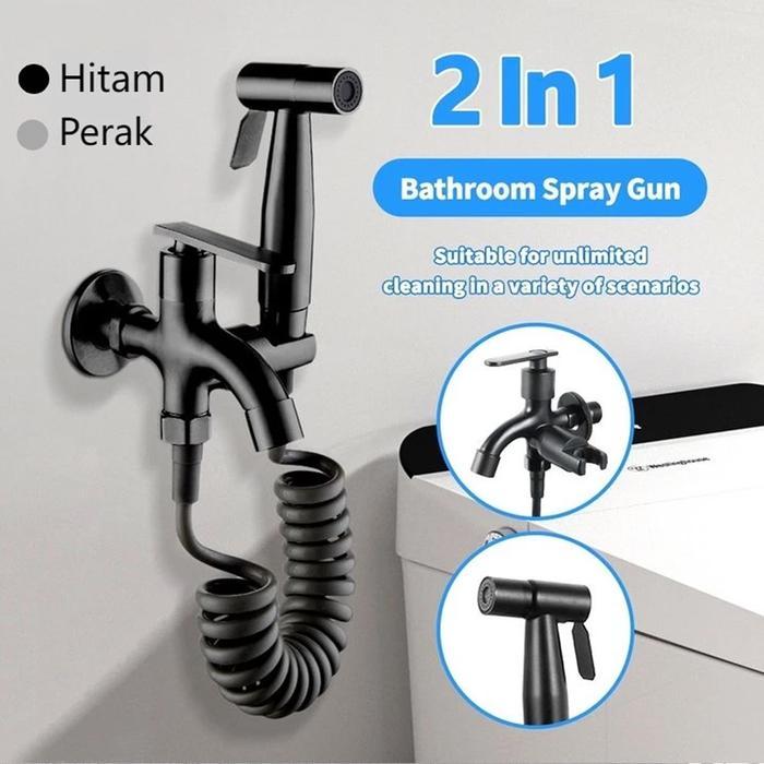 Toto - Jet Shower Kran Cabang 2On/Off Kran Cabang Sus 304 Mandi Kran Air Double Kran Washing Machine