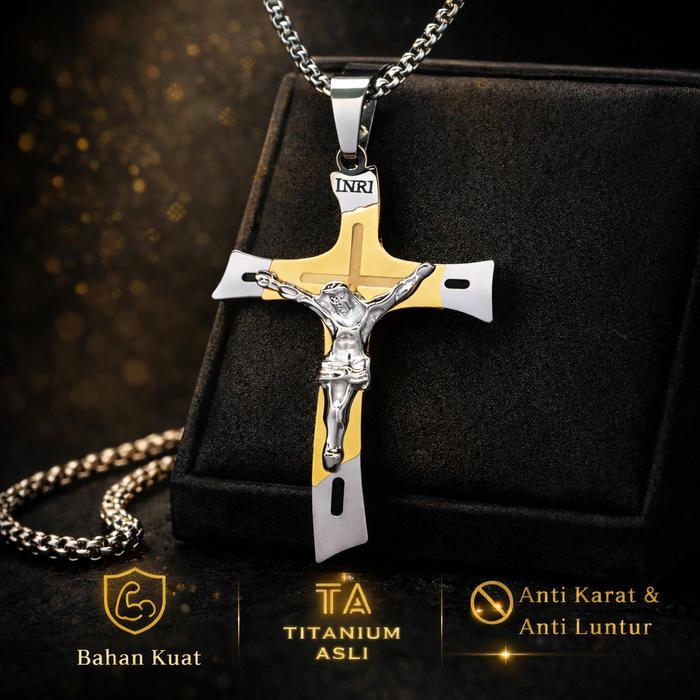Kalung Salib Tuhan Yesus Multilayer Elegan Kalung Salib Pria Jewellery