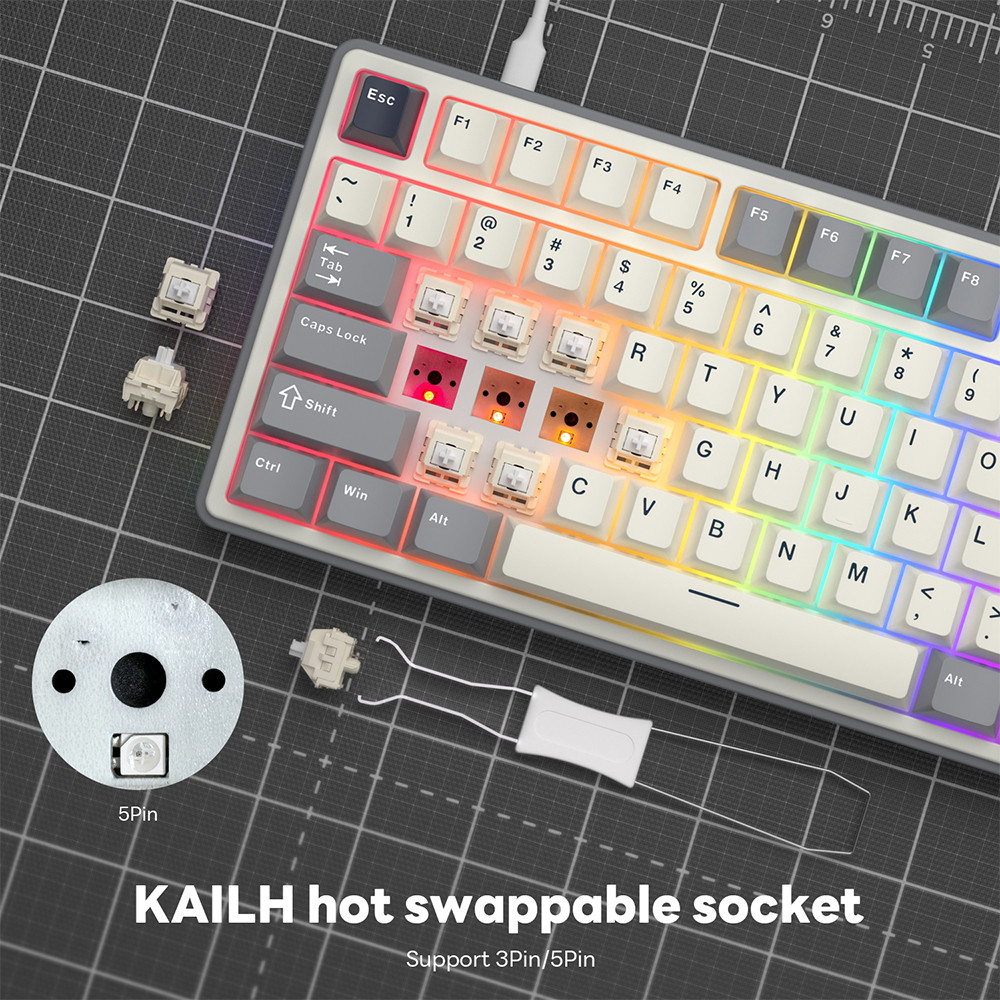 RK Royal Kludge RK R87Pro Gasket Wired Gamer Keyboard Hot-swappable 88 Keys Mechanical Keyboard 88%