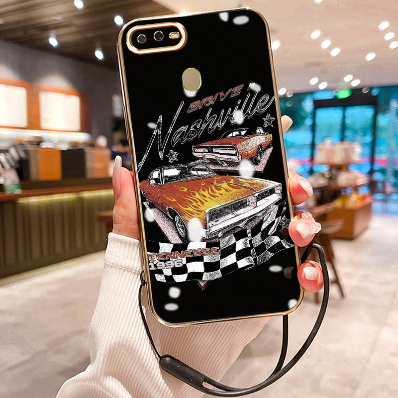 Casing Hp Untuk OPPO A7 A5s A12 A12s A11k Case Retro Mobil Api Penyepuhan Cesing silikon Kasing Soft