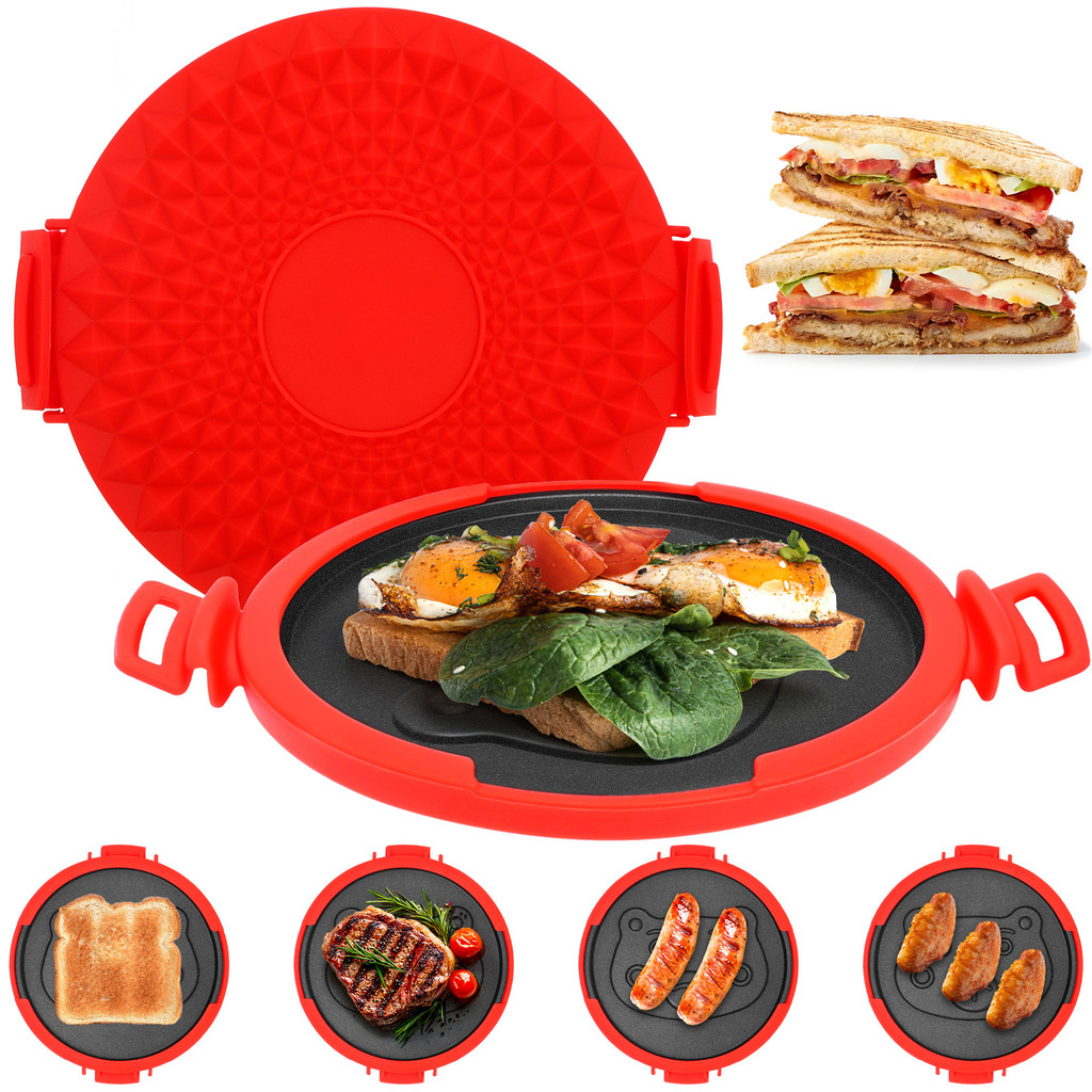 1Pc Microwave Sandwich Grill Silicone Protective Microwave Pan Nonstick Microwave Sandwich Grill for