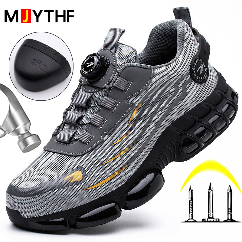 Rotating Button New Safety Shoes Men Anti-Smash Anti-Puncture Work Shoes Fashion Men Sport Shoes
