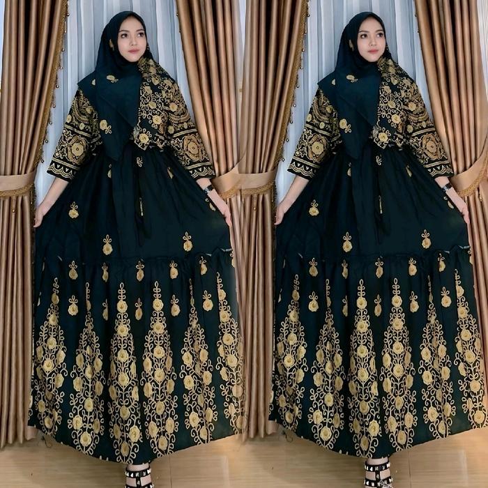 zeni Gamis Hindi Aruhi Katun Rayon Busui, Lengan Panjang, Free Hijab Standar & Jumbo Dress Wanita