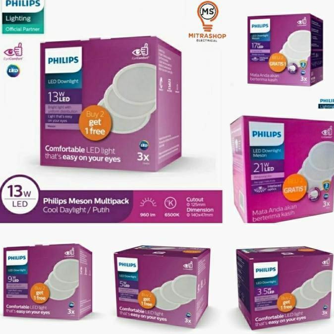 PHILIPS Meson paket, Lampu Downlight Led PHILIPS Meson Multipack