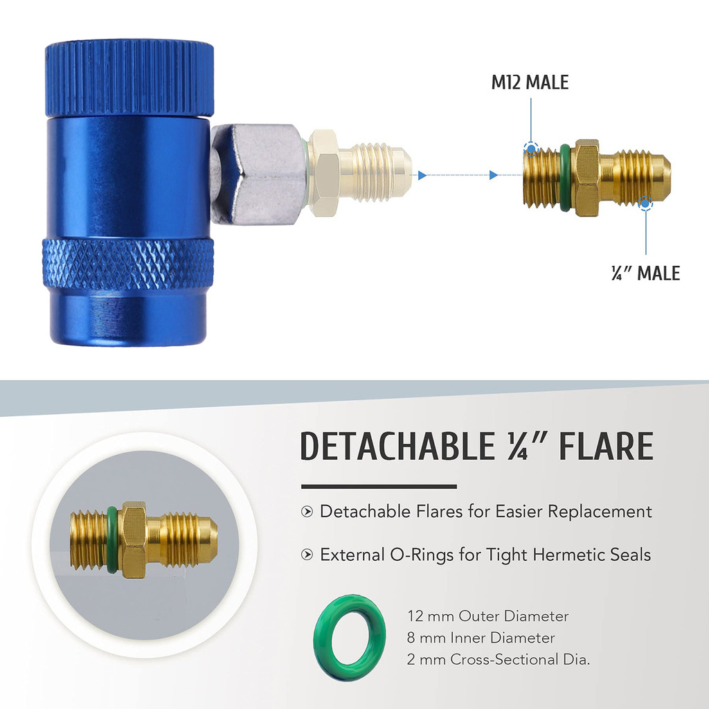 1 Set R1234yf Quick Connector Adapter Auto AC High/Low Side R1234yf Quick Couplers Refrigerant