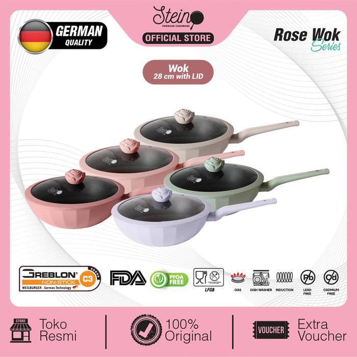 Steincookware Glamour Rose Series Wok Pan 28cm Anti Lengket German
