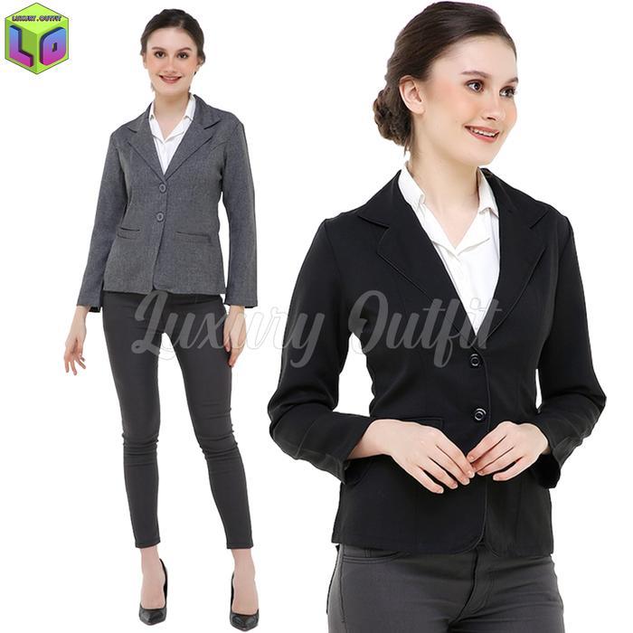 ASLI Blazer wanita Terbaru korea Blezer Formal Kerja Kantor Wanita, Jas Hitam Kerja Polos Outer