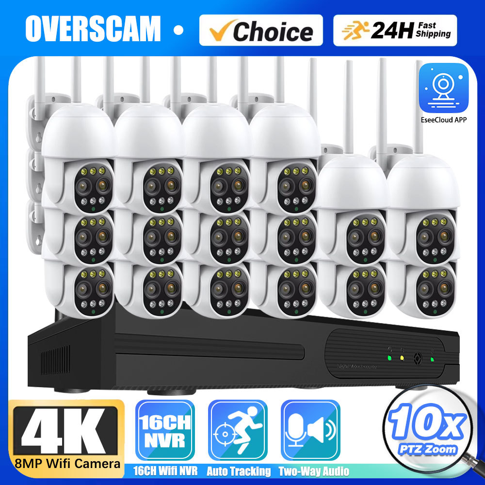 16CH NVR Wireless CCTV System 4K 8MP Color Night Vision Video Surveillance Set WiFi Nvr Kit Cctv