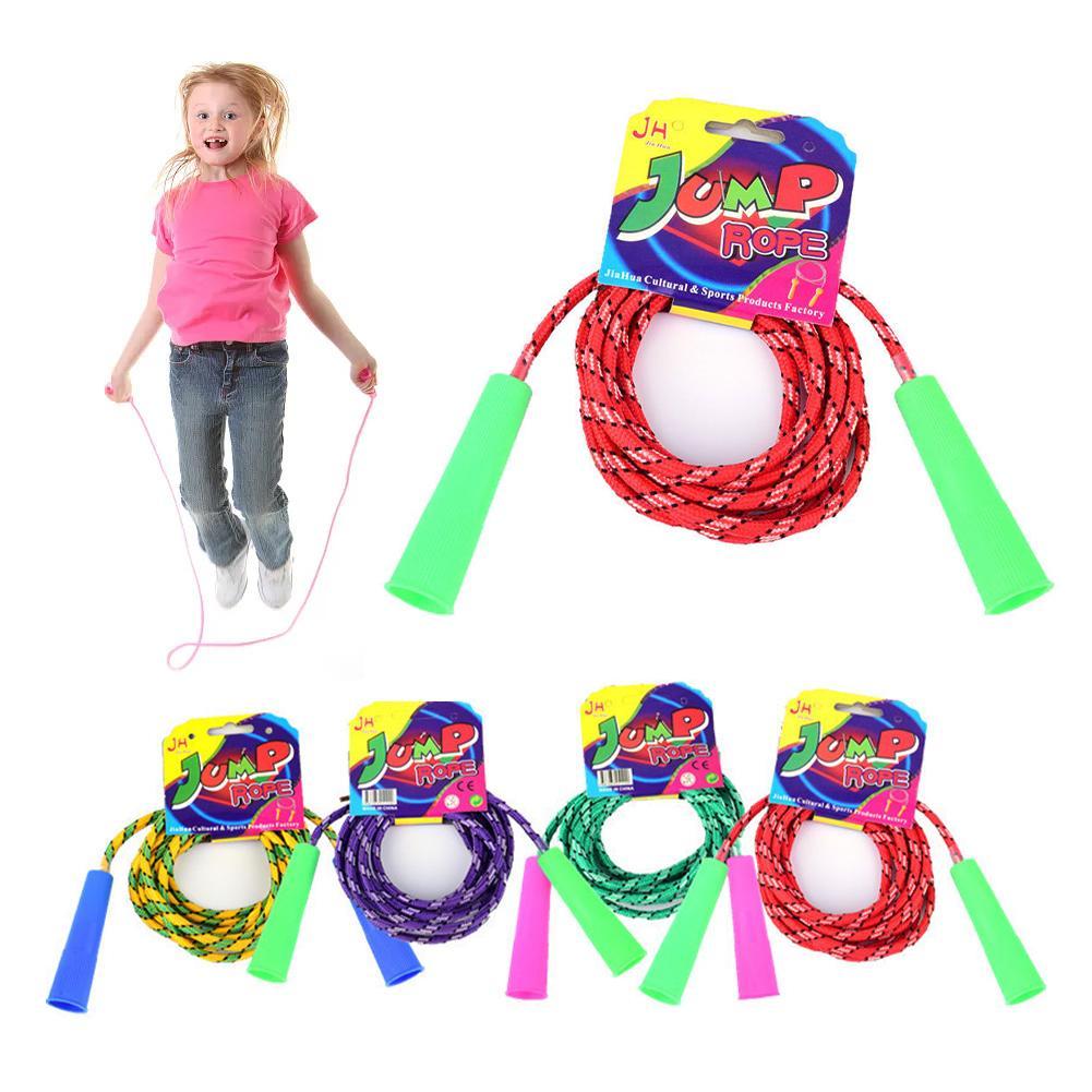 1Pc Random Color Cotton Rubber Skipping Rope For Fitness Elementary School Cloth Braided Rope