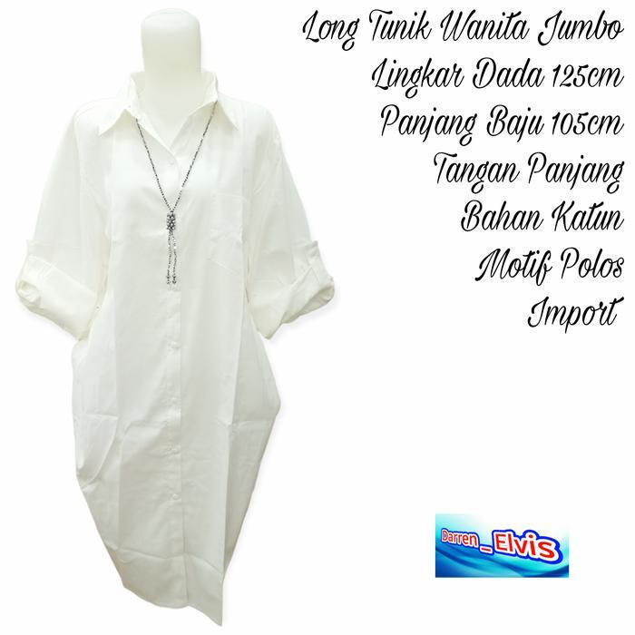 Long Tunik Wanita Jumbo Putih Polos