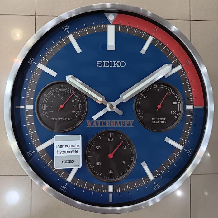 Jam Dinding SEIKO ORIGINAL QXA822S Temperature Humidity Silent QXA822 PEPSI