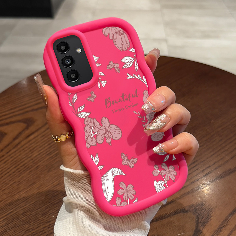Casing Untuk Samsung A24 Case Casing Bunga ungu sekitar pola HP Cesing lunak Silikon Softcase Macaro