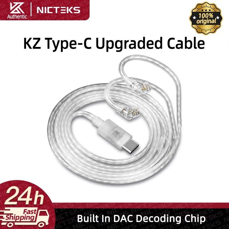 Kz Headphones Type C 2Pin Cable Silver Plated Pin Earphone Cable Upgrade Cable 0.75Mm For Kz Zsn Edx