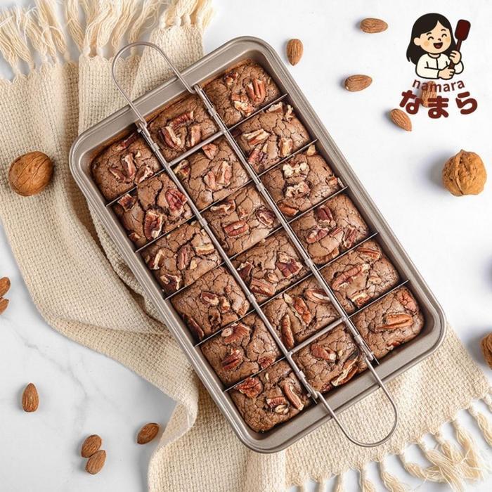NAMARA Loyang Brownies Sekat Anti Lengket 18 Potong Cetakan Kue Panggang Persegi Panjang 31cm x