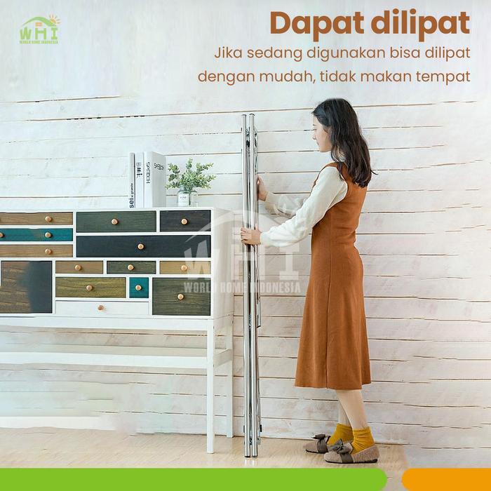 WORLDHOME - Jemuran Baju Lipat Stainless Steel Jemuran Pakaian Tempat Jemuran Baju
