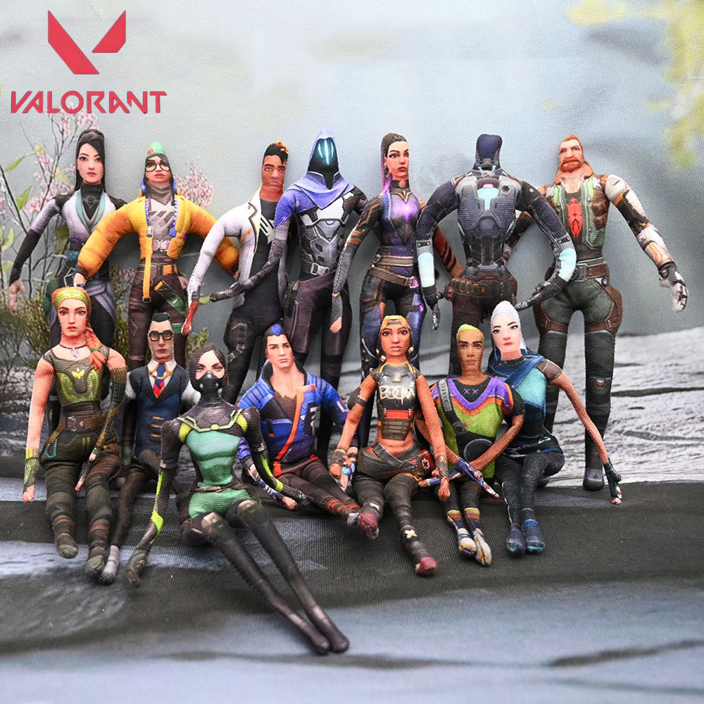 Game Valorant Jett Sage Cosplay Keychain Cotton Doll Slender Twistable Shape Room Abstract El