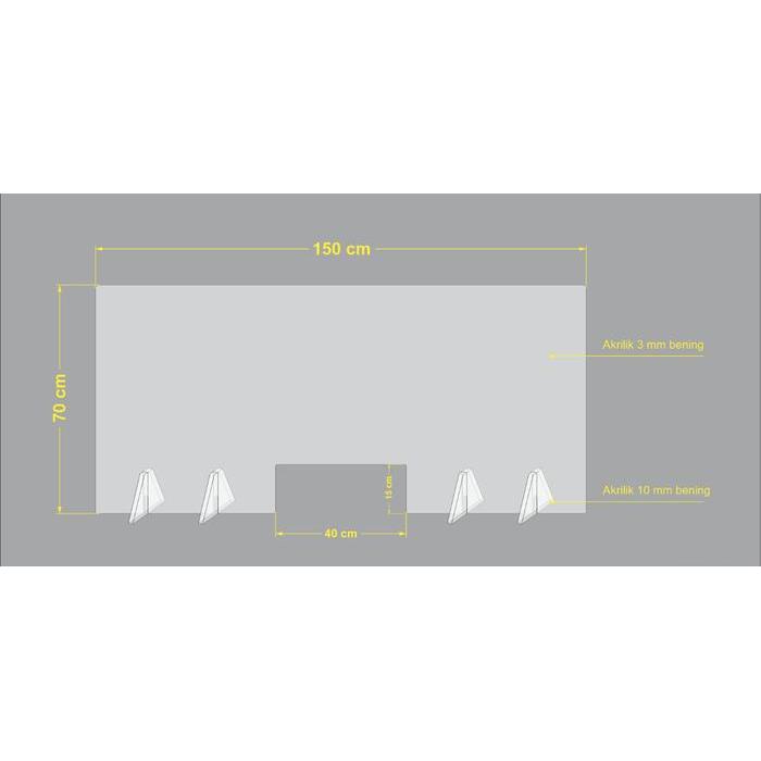 Sekat/Partisi/Pembatas Meja Akrilik 150X70Cm 3Mm