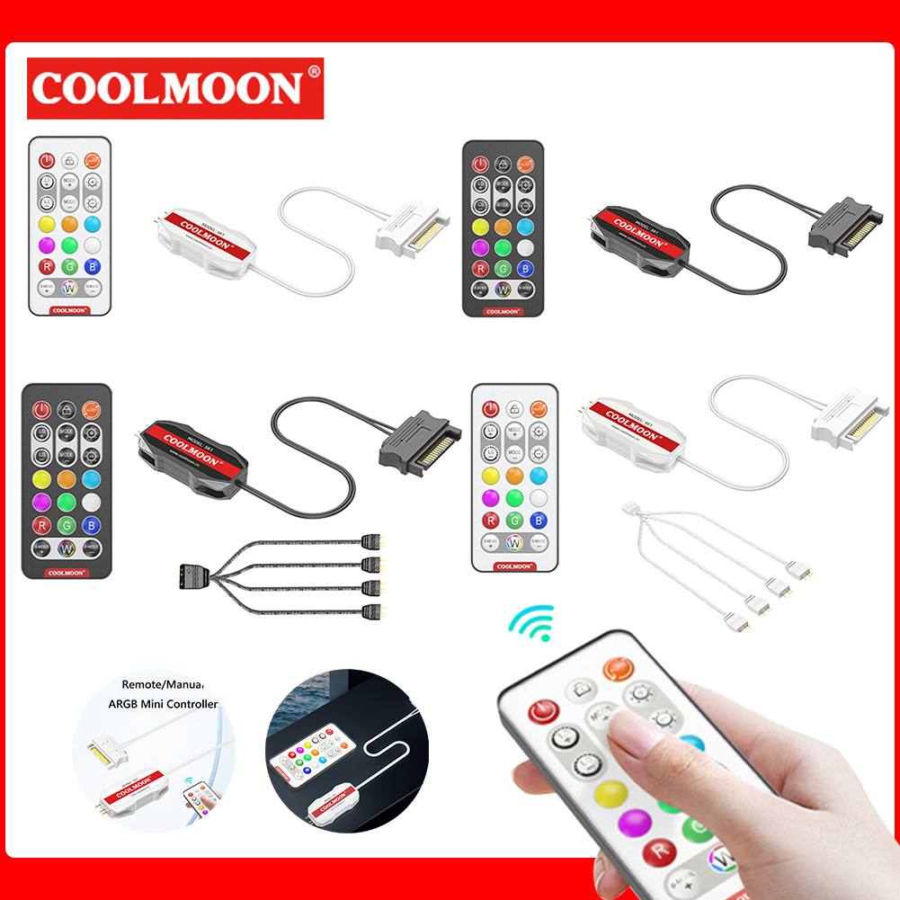 ARGB Controller Cable 5V 3pin To SATA ARGB Mini Controller HUB Adapter RGB Remote Controller for PC