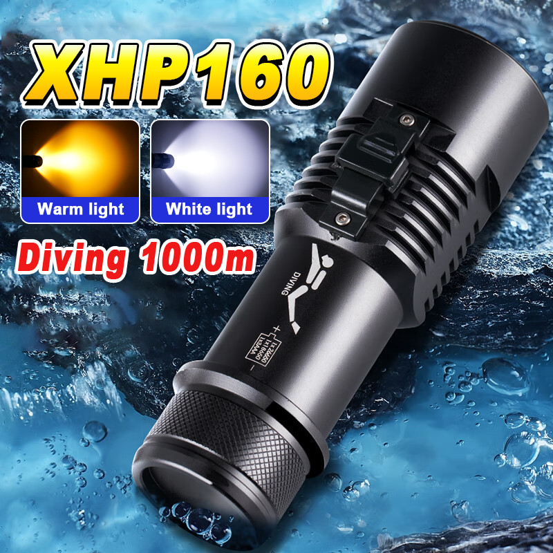 New XHP160 Professional Diving Flashlight Powerful Underwater XHP90 Led Flash light Scuba Diving Tor