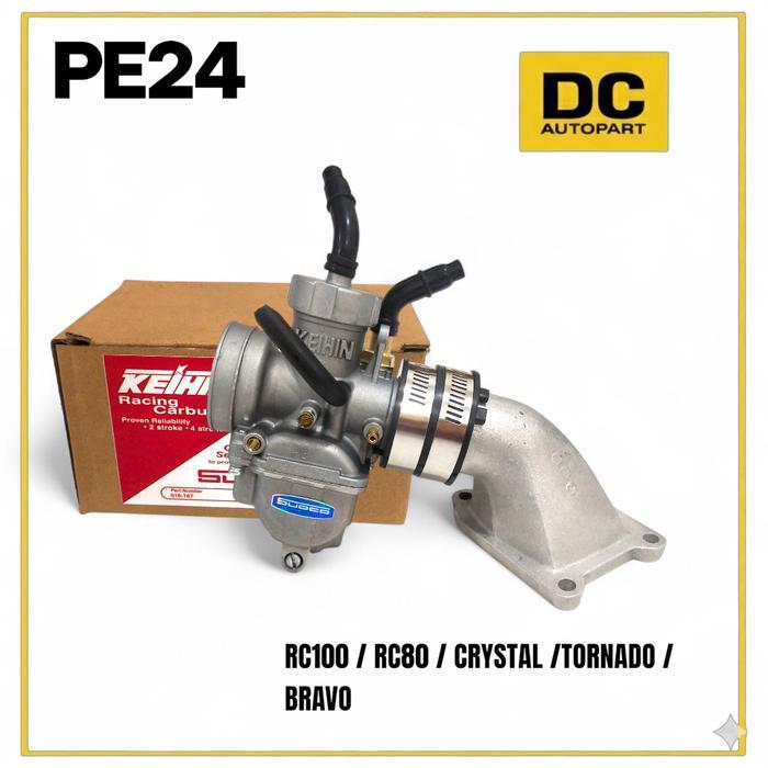 PAKET KARBURATOR PE24 PE26 PE28 + MANIPOL RC80 RC100 CRYSTAL TORNADO BRAVO SET KARBU & INTAKE