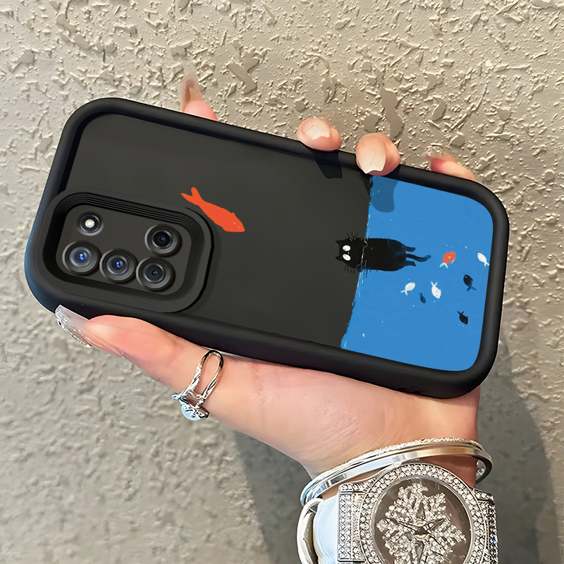 Casing Hp OPPO A52 OPPO A72 OPPO A92 Case Casing Kucing Ikan pola Kasus HP Tangga Langit Mewah Silik