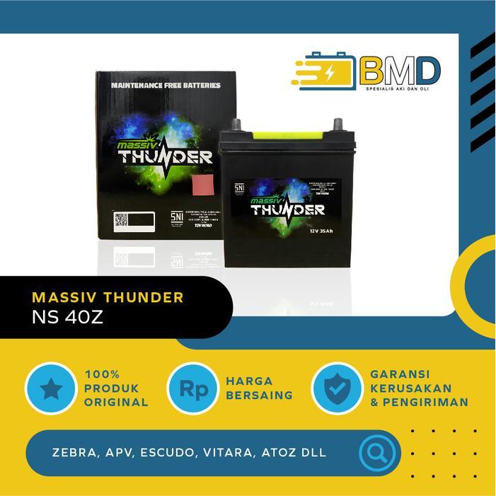 Aki Massiv Thunder NS40Z - Mobil Zebra, APV, Escudo, Vitara, Atoz, dll Original